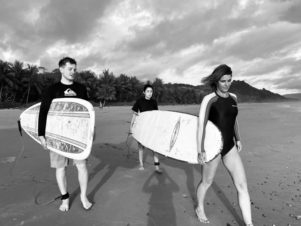 surf instructor and students in Playa Hermosa